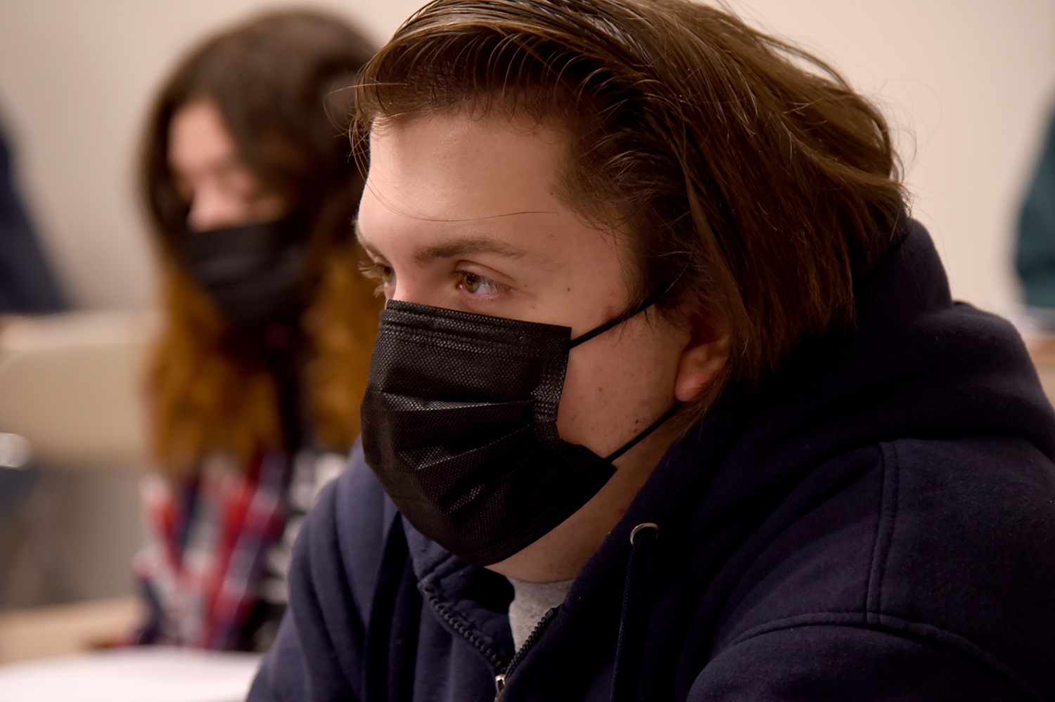 Close up of a male in an accounting class