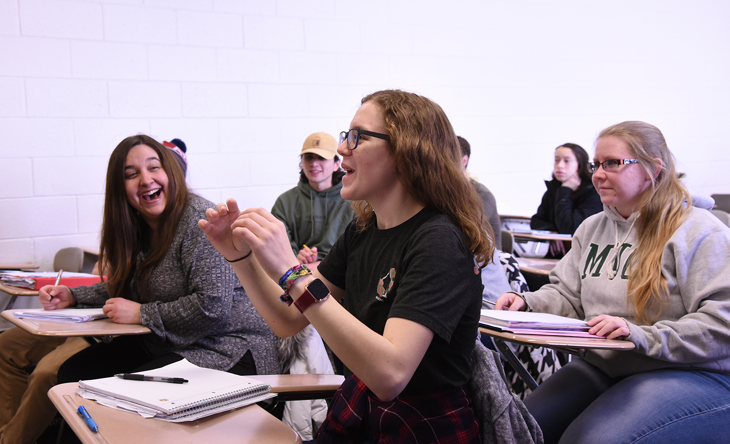 Students in the Liberal Arts and Sciences program laughing in class