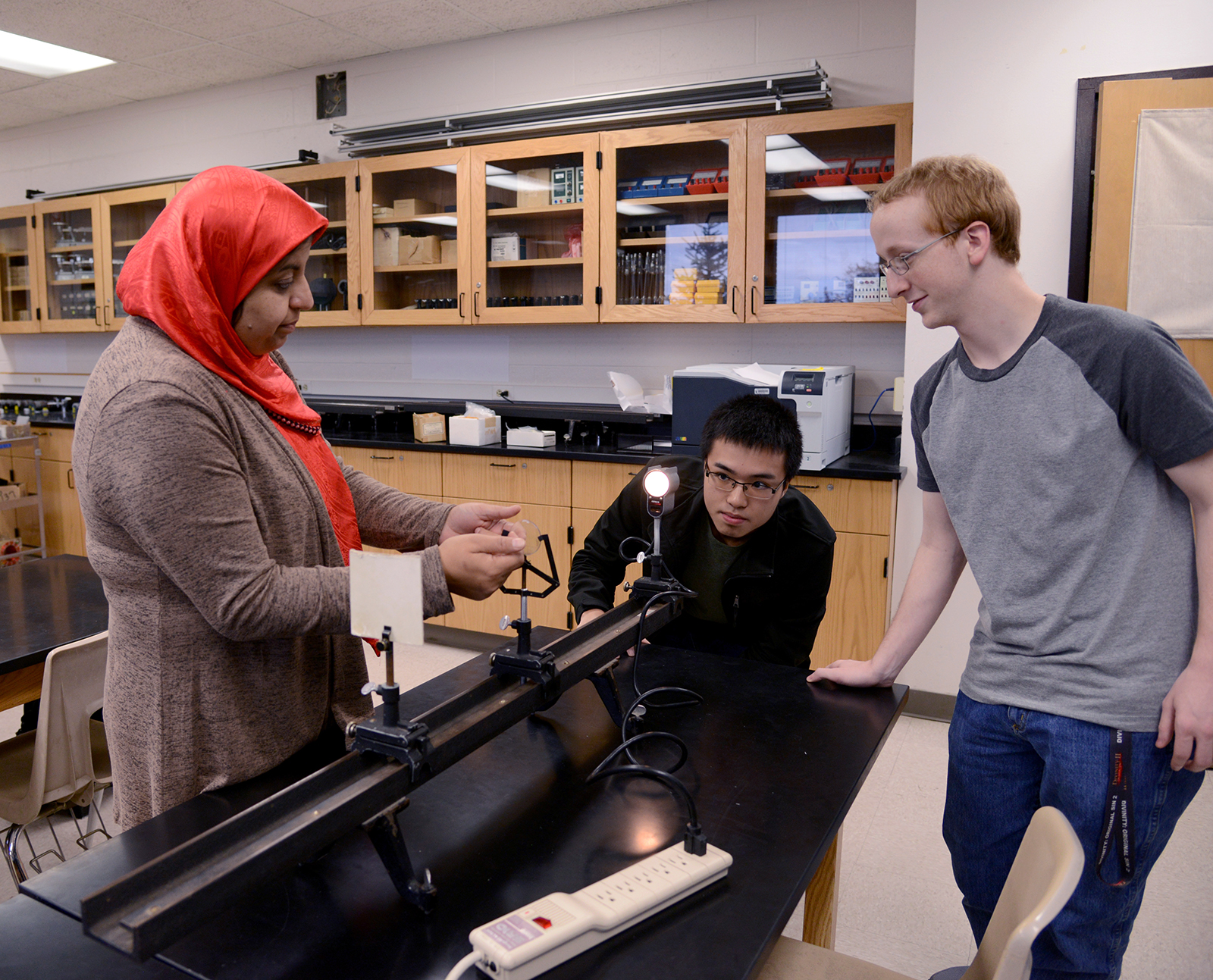 Instructor helping students in class