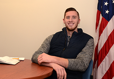 Image: veteran student in vets lounge