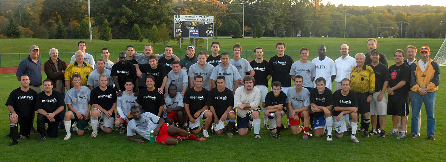 Group photo of soccer alumni