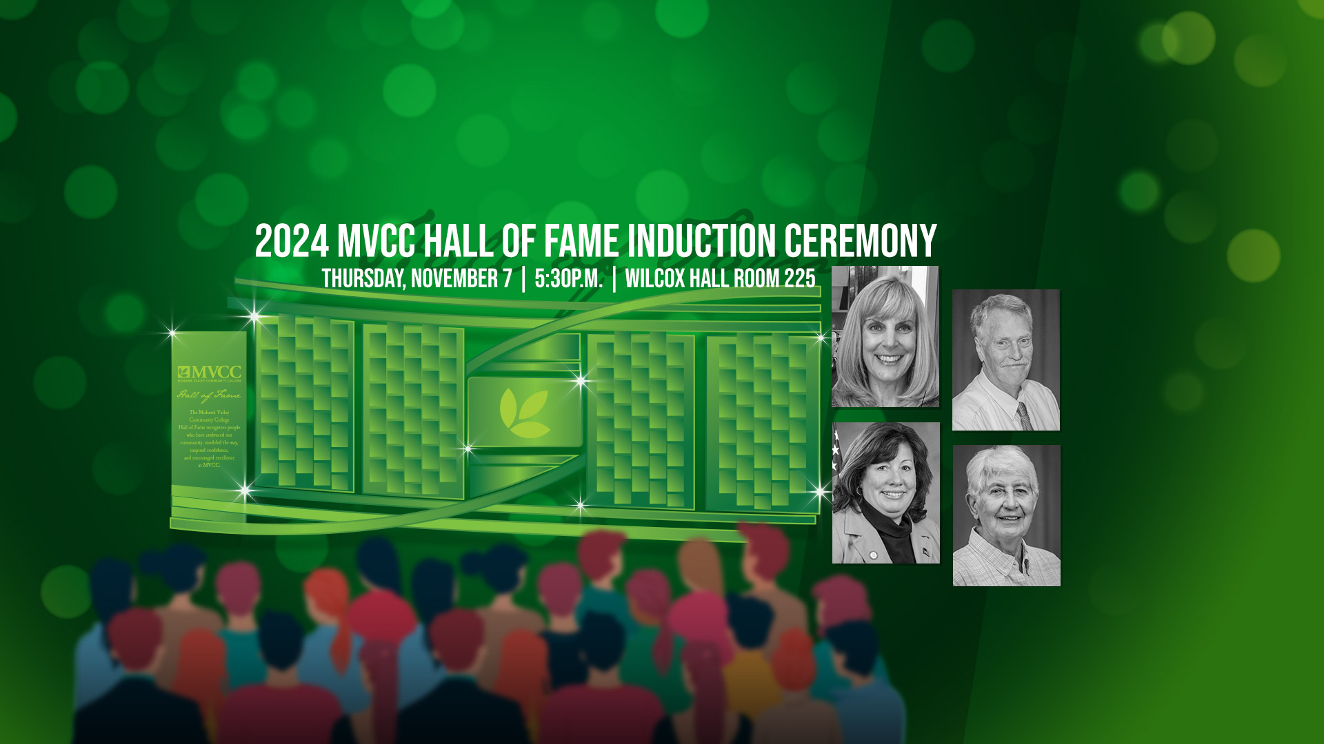 2024 MVCC Hall of Fame Induction Ceremony on Thursday. November 7 in Wilcox Hall Room 225