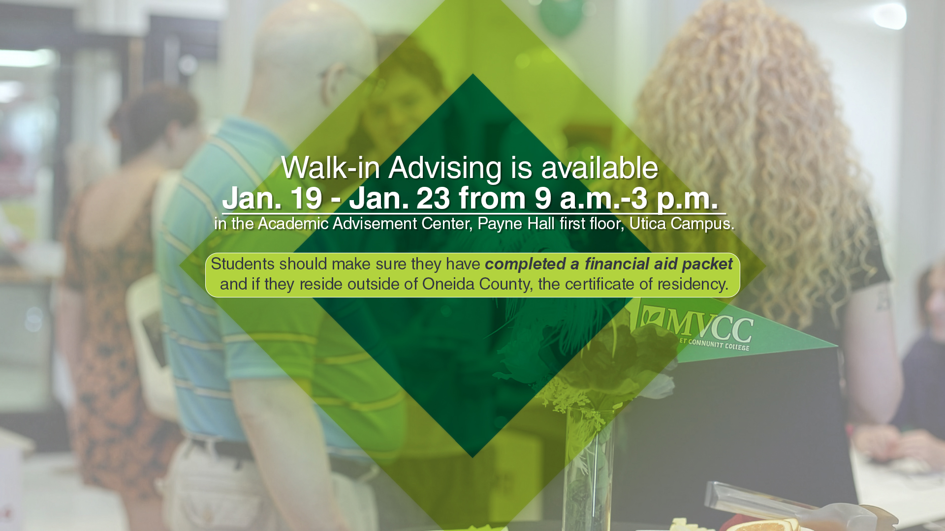 MVCC's Walk-in Advising thru Jan 19-23