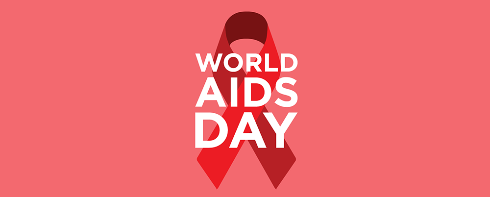 Image of red ribbon and text World AIDS Day