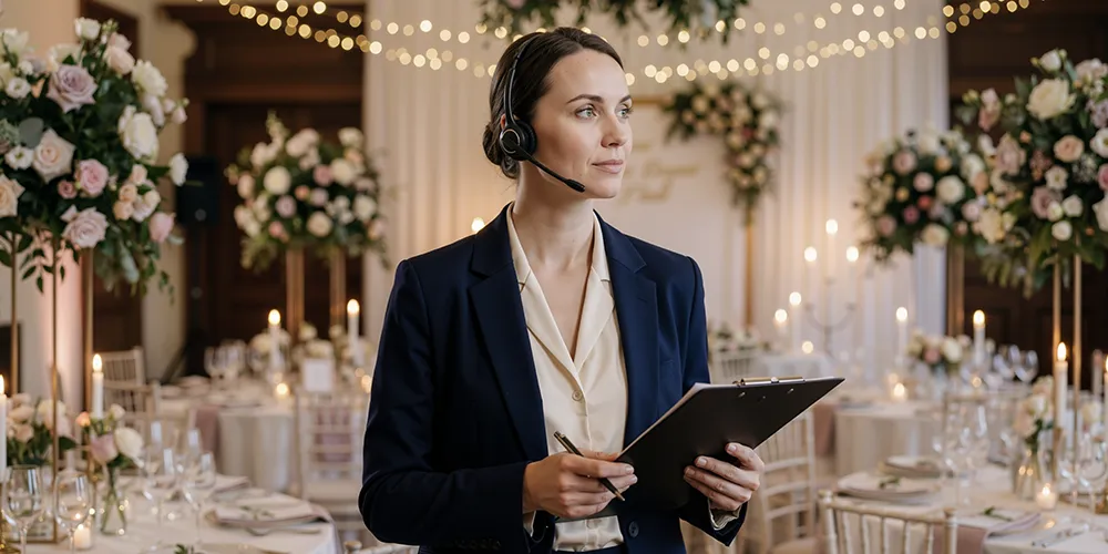 A female professional managing and planning for an event